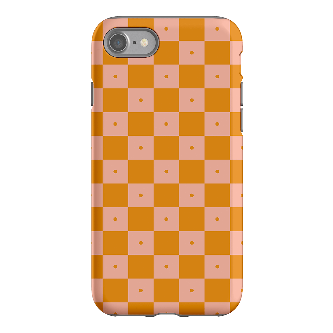 Checkers Orange with Blush Matte Case Matte Phone Cases iPhone SE / Armoured by The Dairy - The Dairy