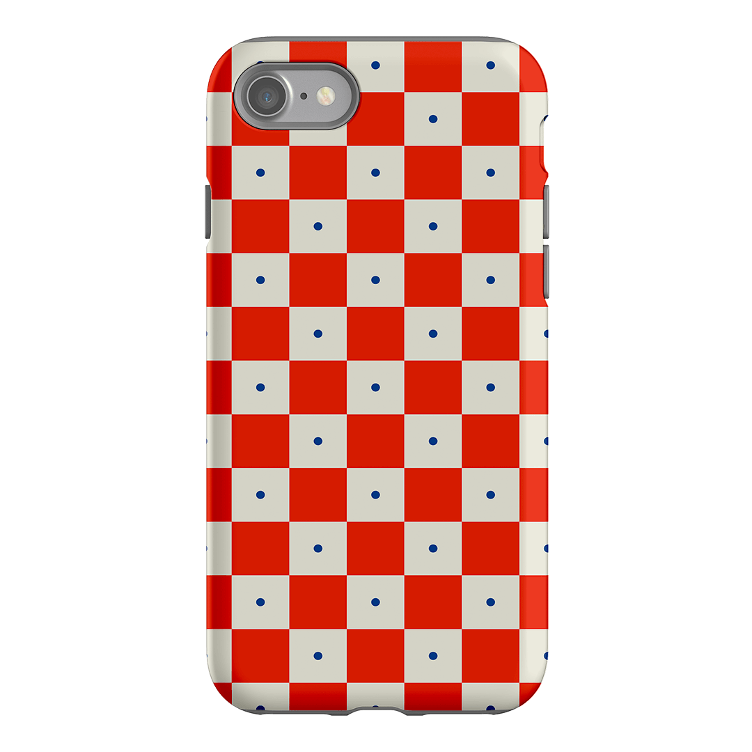 Checkers Scarlet with Cobalt Matte Case Matte Phone Cases iPhone SE / Armoured by The Dairy - The Dairy