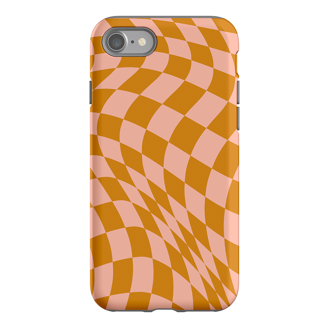Wavy Check Orange on Blush Matte Case Matte Phone Cases iPhone SE / Armoured by The Dairy - The Dairy