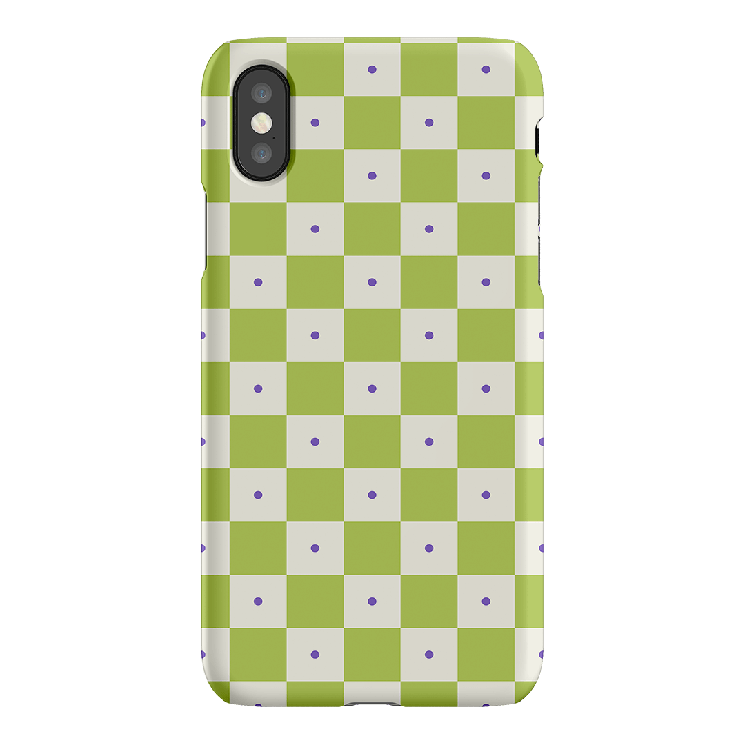 Checkers Lime with Lilac Matte Case Matte Phone Cases iPhone XS / Snap by The Dairy - The Dairy