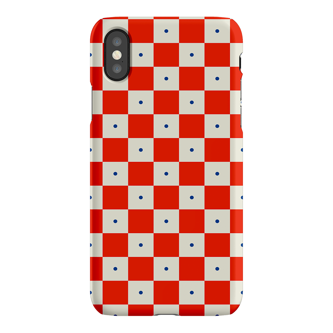 Checkers Scarlet with Cobalt Matte Case Matte Phone Cases iPhone XS / Snap by The Dairy - The Dairy