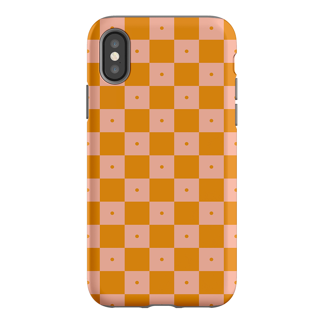 Checkers Orange with Blush Matte Case Matte Phone Cases iPhone XS / Armoured by The Dairy - The Dairy