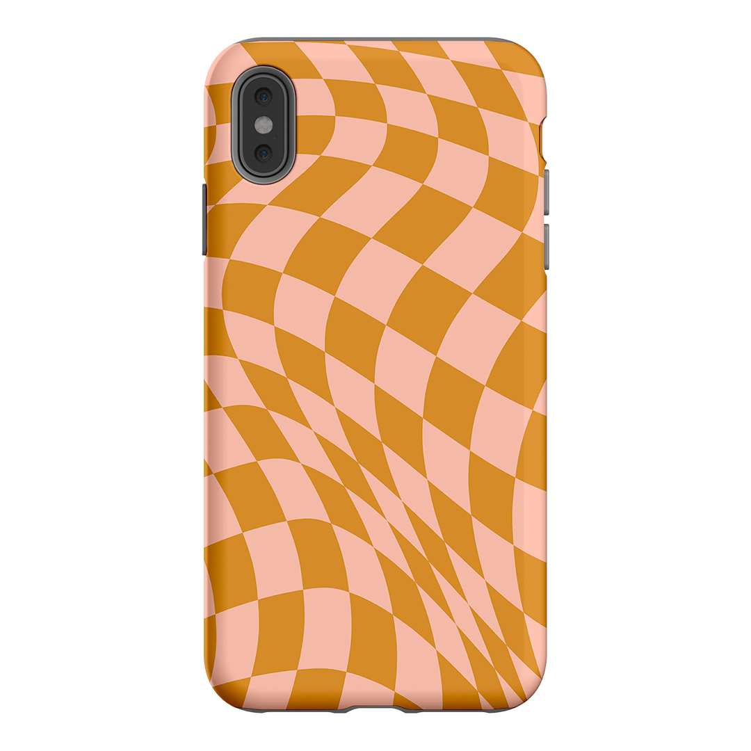 Wavy Check Orange on Blush Matte Case Matte Phone Cases iPhone XS Max / Armoured by The Dairy - The Dairy