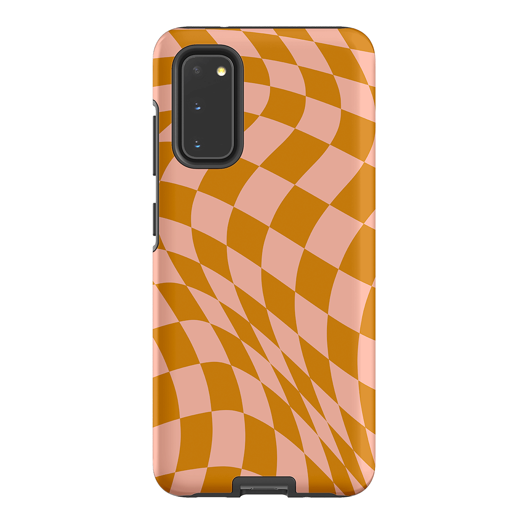 Wavy Check Orange on Blush Matte Case Matte Phone Cases Samsung Galaxy S20 / Armoured by The Dairy - The Dairy