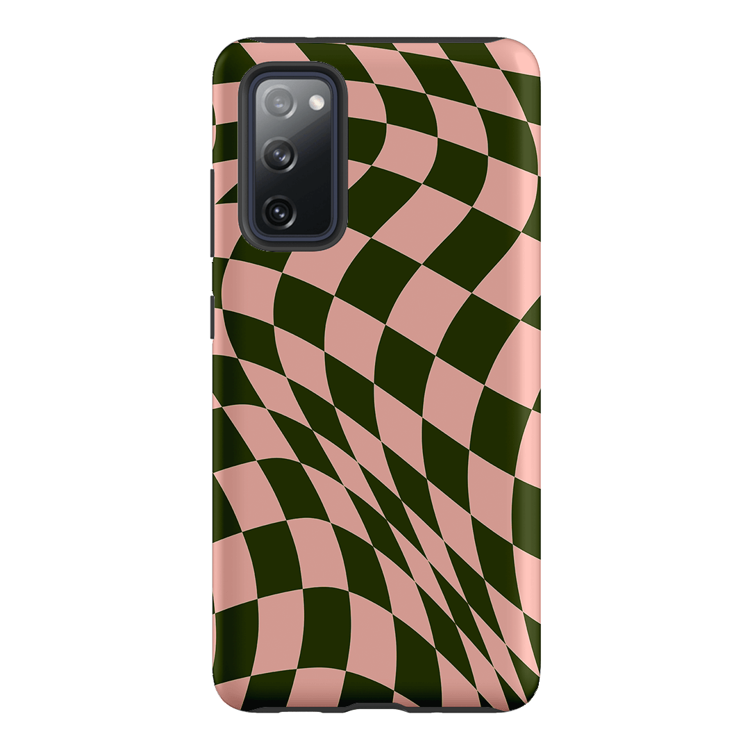 Wavy Check Forest on Blush Matte Case Matte Phone Cases Samsung Galaxy S20 FE / Armoured by The Dairy - The Dairy