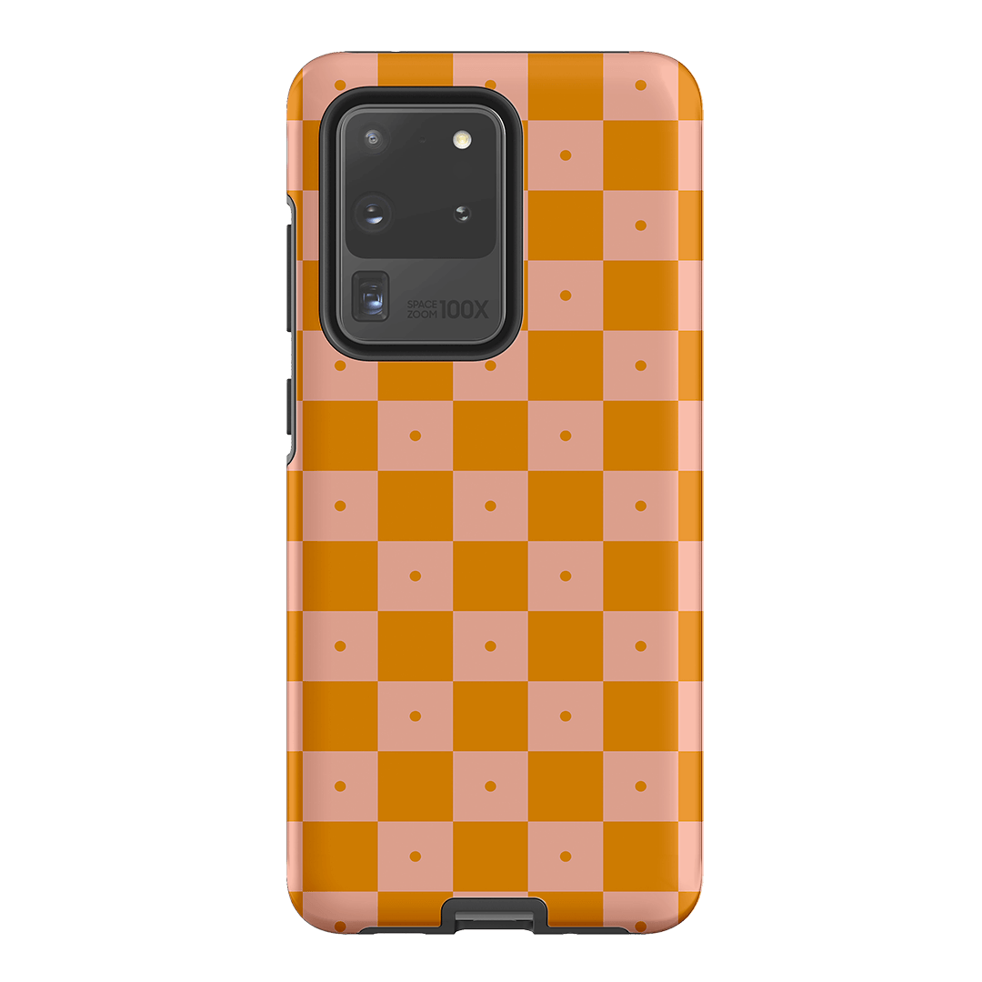 Checkers Orange with Blush Matte Case Matte Phone Cases Samsung Galaxy S20 Ultra / Armoured by The Dairy - The Dairy