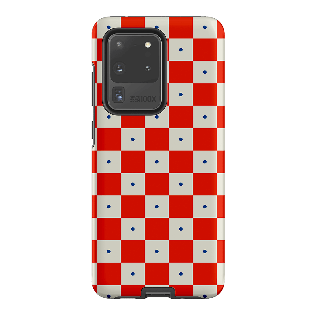Checkers Scarlet with Cobalt Matte Case Matte Phone Cases Samsung Galaxy S20 Ultra / Armoured by The Dairy - The Dairy