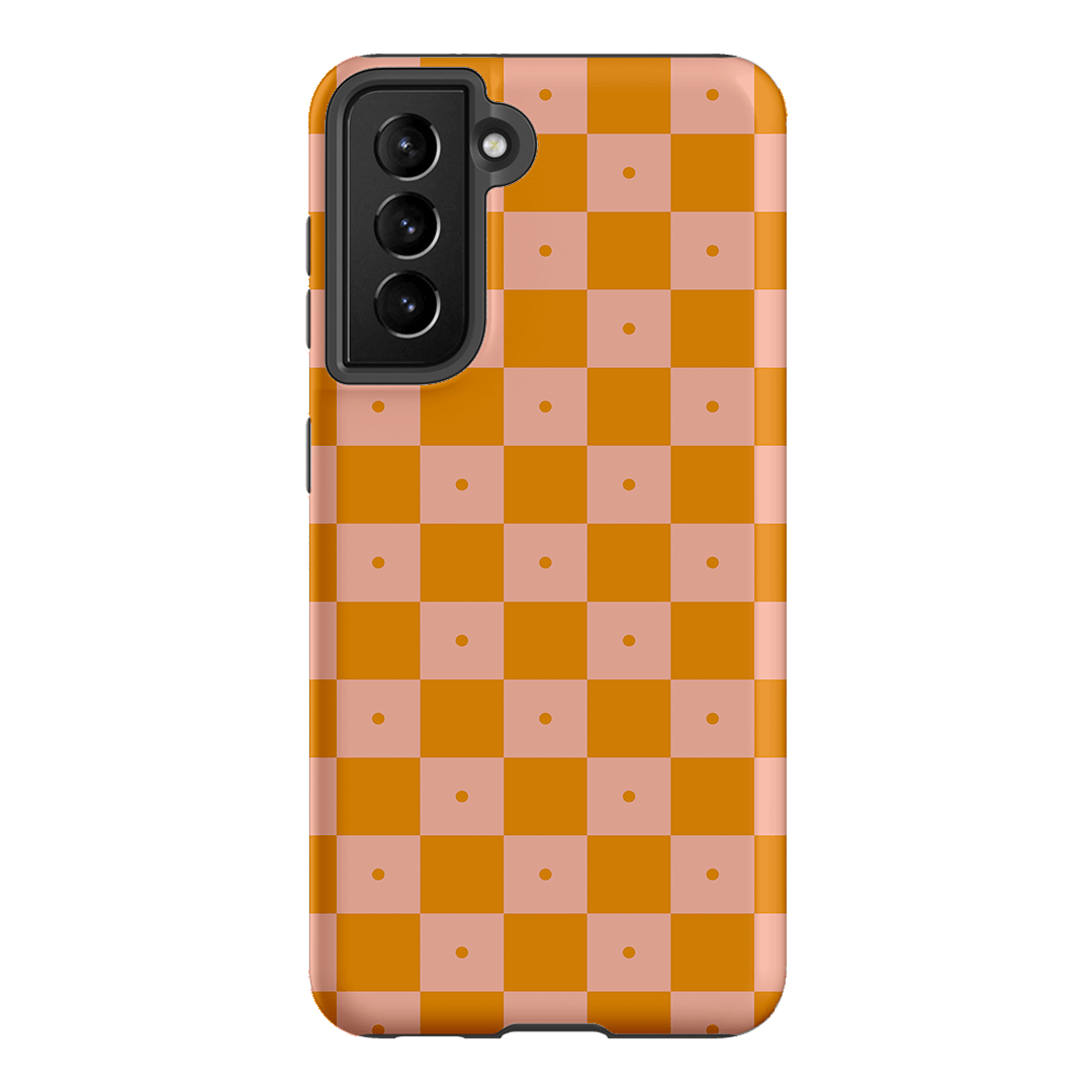 Checkers Orange with Blush Matte Case Matte Phone Cases Samsung Galaxy S21 / Armoured by The Dairy - The Dairy