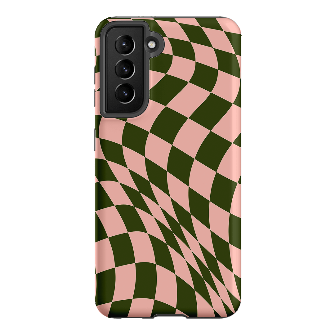 Wavy Check Forest on Blush Matte Case Matte Phone Cases Samsung Galaxy S21 / Armoured by The Dairy - The Dairy