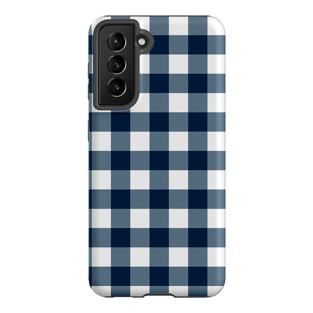 Gingham in Indigo Matte Case Matte Phone Cases Samsung Galaxy S21 / Armoured by The Dairy - The Dairy