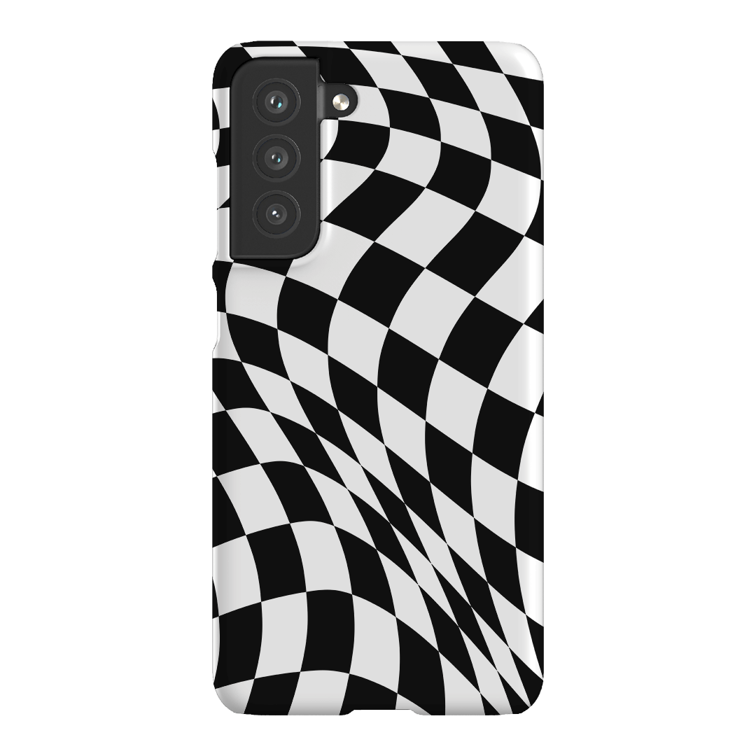 Wavy Check Noir Matte Case Matte Phone Cases Samsung Galaxy S21 FE / Snap by The Dairy - The Dairy