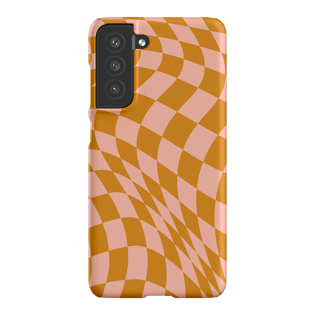 Wavy Check Orange on Blush Matte Case Matte Phone Cases Samsung Galaxy S21 FE / Snap by The Dairy - The Dairy