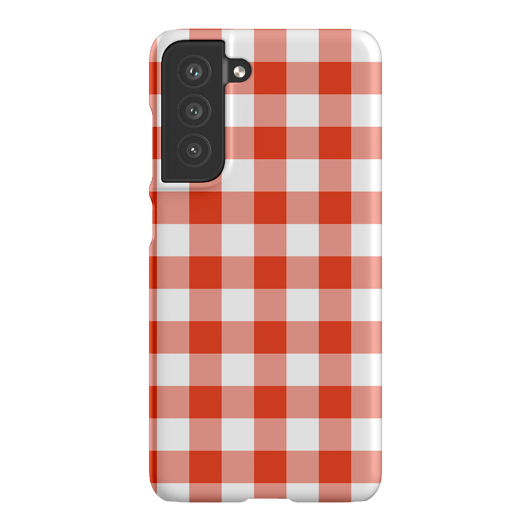 Gingham in Scarlet Matte Case Matte Phone Cases Samsung Galaxy S21 FE / Snap by The Dairy - The Dairy