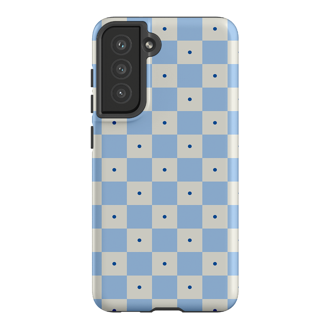 Checkers Blue Matte Case Matte Phone Cases Samsung Galaxy S21 FE / Armoured by The Dairy - The Dairy