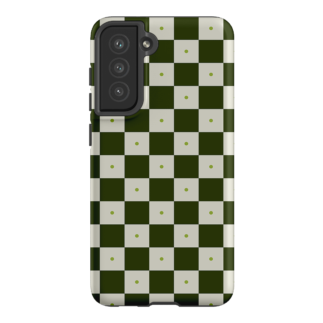 Checkers Green Matte Case Matte Phone Cases Samsung Galaxy S21 FE / Armoured by The Dairy - The Dairy