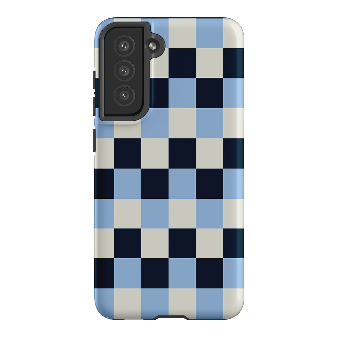Checks in Blue Matte Case Matte Phone Cases Samsung Galaxy S21 FE / Armoured by The Dairy - The Dairy