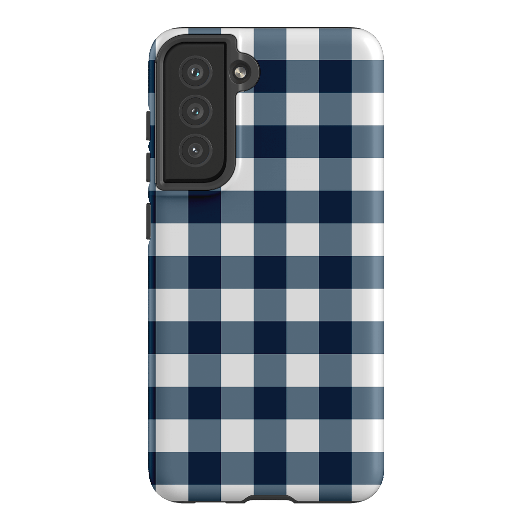 Gingham in Indigo Matte Case Matte Phone Cases Samsung Galaxy S21 FE / Armoured by The Dairy - The Dairy