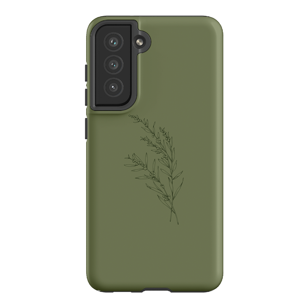 Khaki Wattle Printed Phone Cases Samsung Galaxy S21 FE / Armoured by Typoflora - The Dairy