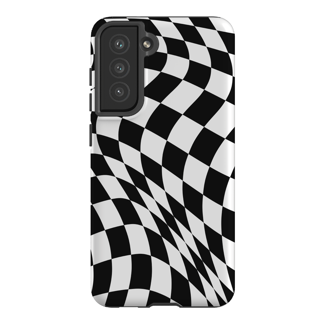 Wavy Check Noir Matte Case Matte Phone Cases Samsung Galaxy S21 FE / Armoured by The Dairy - The Dairy