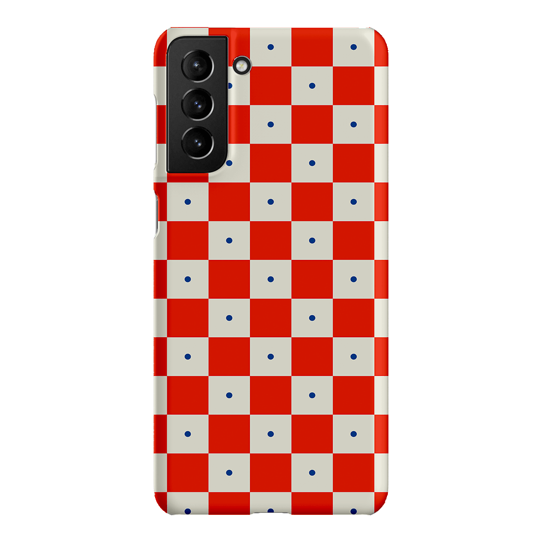 Checkers Scarlet with Cobalt Matte Case Matte Phone Cases Samsung Galaxy S21 Plus / Snap by The Dairy - The Dairy