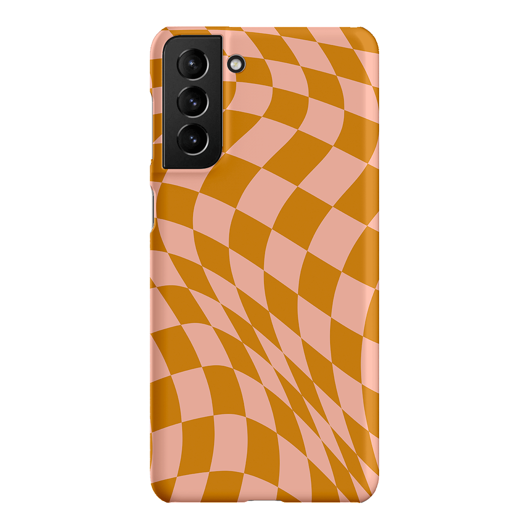 Wavy Check Orange on Blush Matte Case Matte Phone Cases Samsung Galaxy S21 Plus / Snap by The Dairy - The Dairy