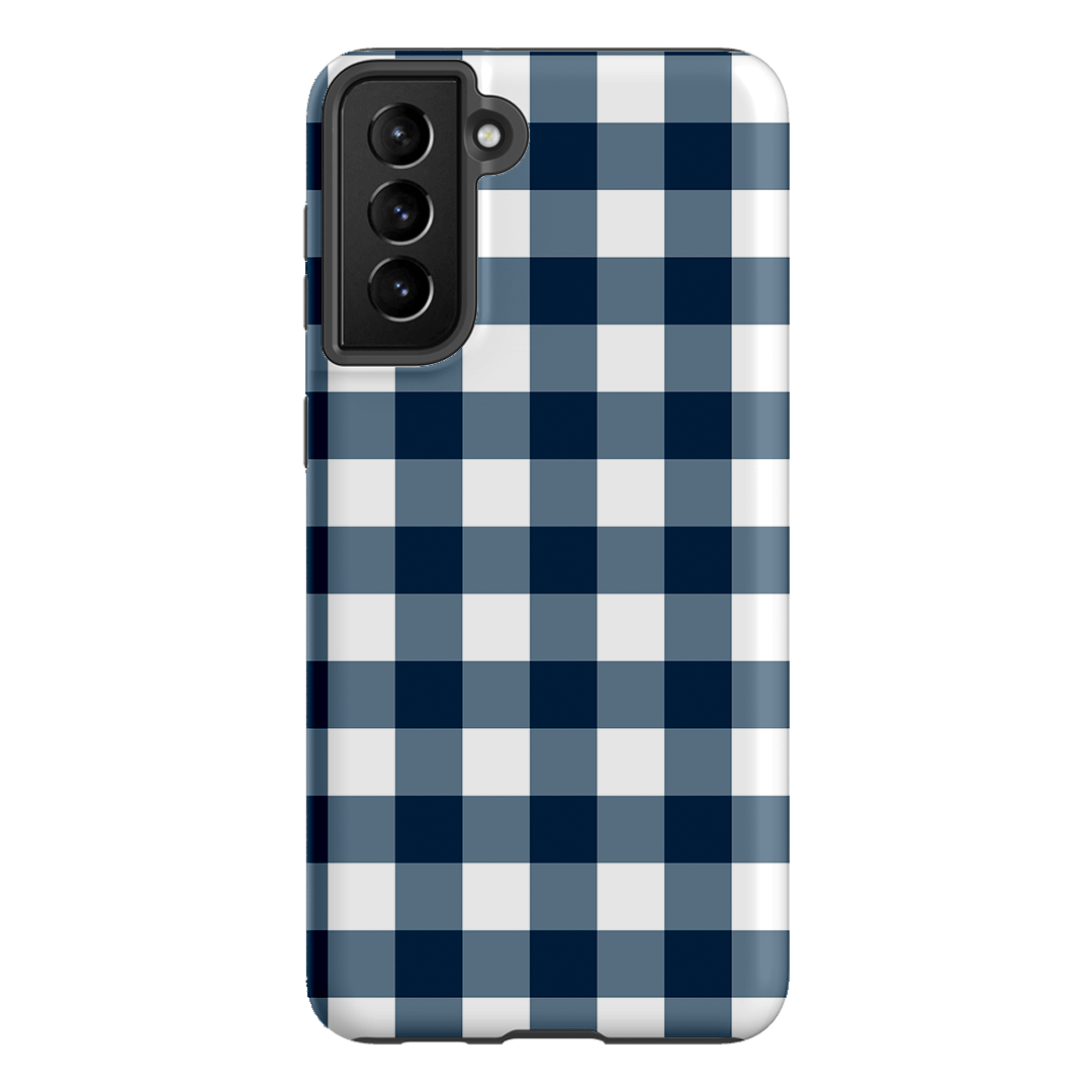 Gingham in Indigo Matte Case Matte Phone Cases Samsung Galaxy S21 Plus / Armoured by The Dairy - The Dairy