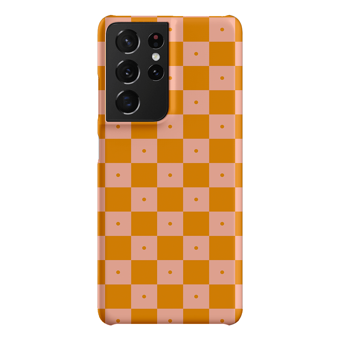 Checkers Orange with Blush Matte Case Matte Phone Cases Samsung Galaxy S21 Ultra / Snap by The Dairy - The Dairy
