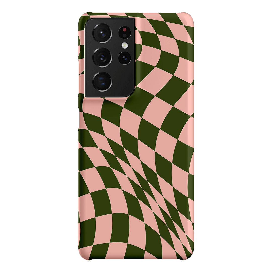 Wavy Check Forest on Blush Matte Case Matte Phone Cases Samsung Galaxy S21 Ultra / Snap by The Dairy - The Dairy