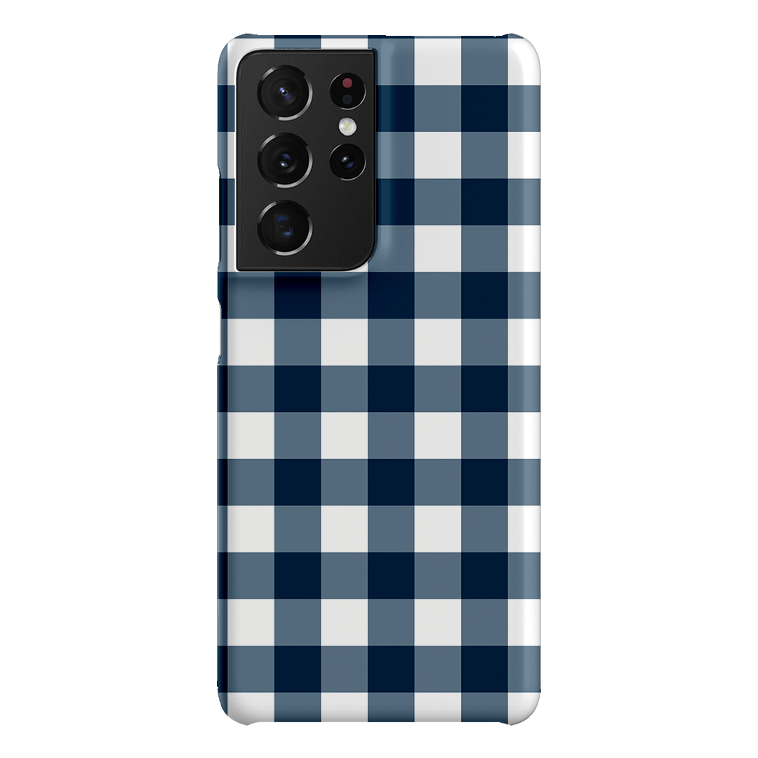 Gingham in Indigo Matte Case Matte Phone Cases Samsung Galaxy S21 Ultra / Snap by The Dairy - The Dairy