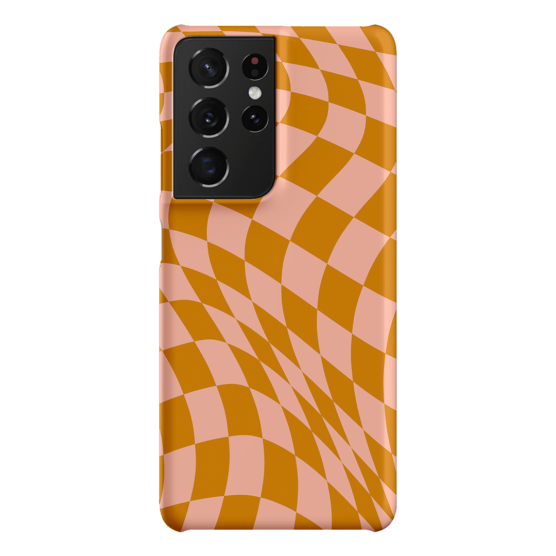 Wavy Check Orange on Blush Matte Case Matte Phone Cases Samsung Galaxy S21 Ultra / Snap by The Dairy - The Dairy
