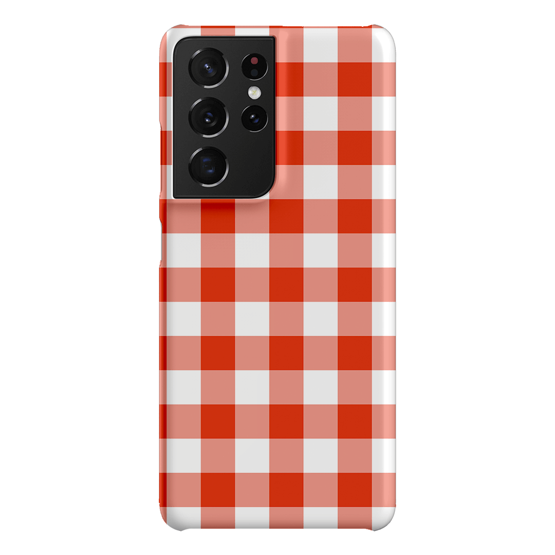 Gingham in Scarlet Matte Case Matte Phone Cases Samsung Galaxy S21 Ultra / Snap by The Dairy - The Dairy