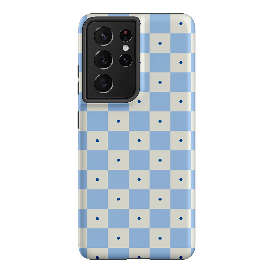 Checkers Blue Matte Case Matte Phone Cases Samsung Galaxy S21 Ultra / Armoured by The Dairy - The Dairy