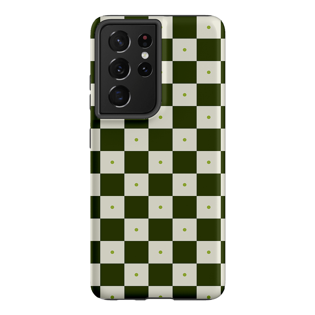 Checkers Green Matte Case Matte Phone Cases Samsung Galaxy S21 Ultra / Armoured by The Dairy - The Dairy
