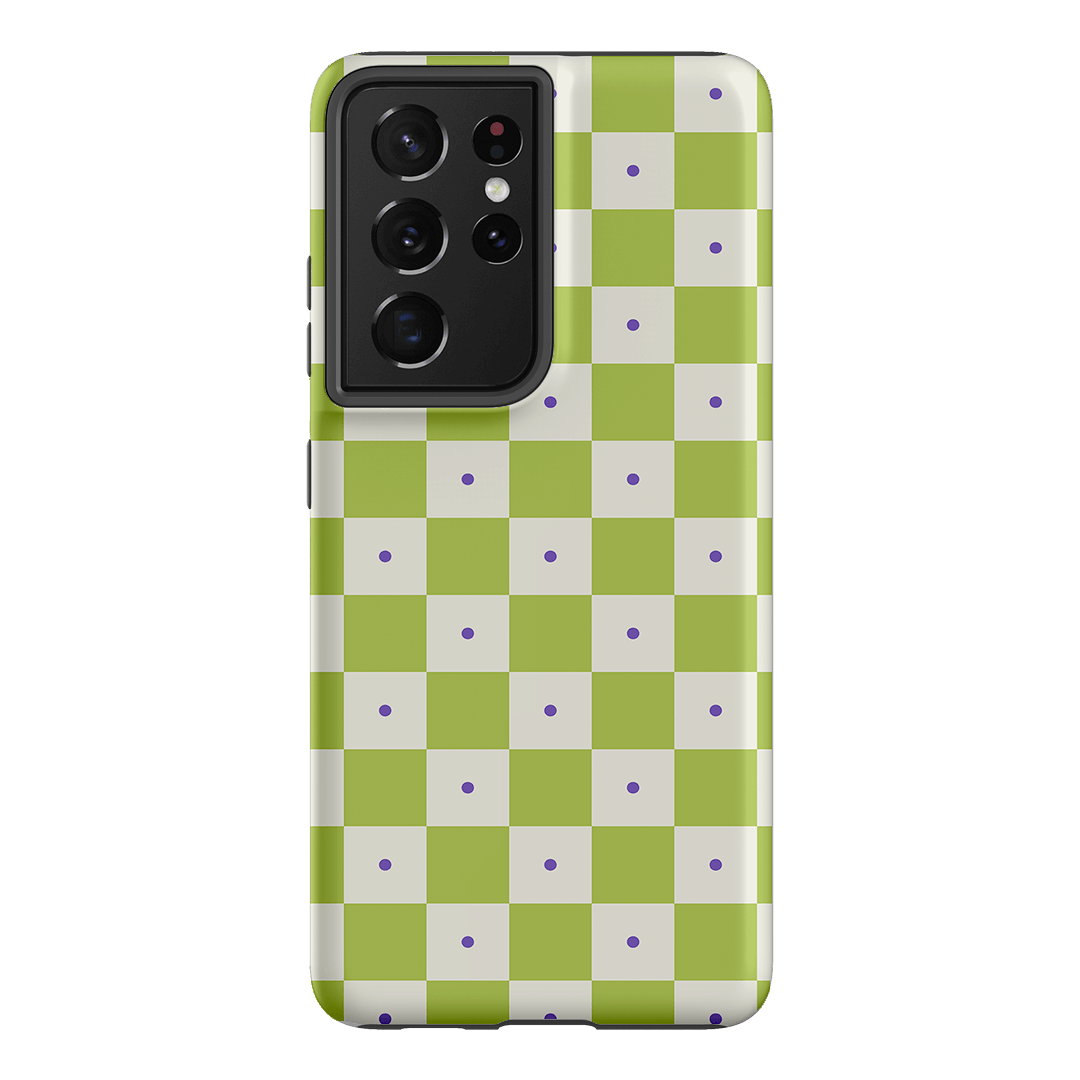 Checkers Lime with Lilac Matte Case Matte Phone Cases Samsung Galaxy S21 Ultra / Armoured by The Dairy - The Dairy