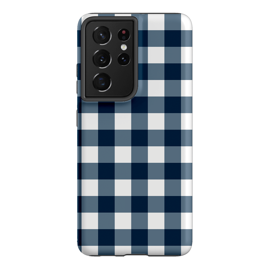 Gingham in Indigo Matte Case Matte Phone Cases Samsung Galaxy S21 Ultra / Armoured by The Dairy - The Dairy