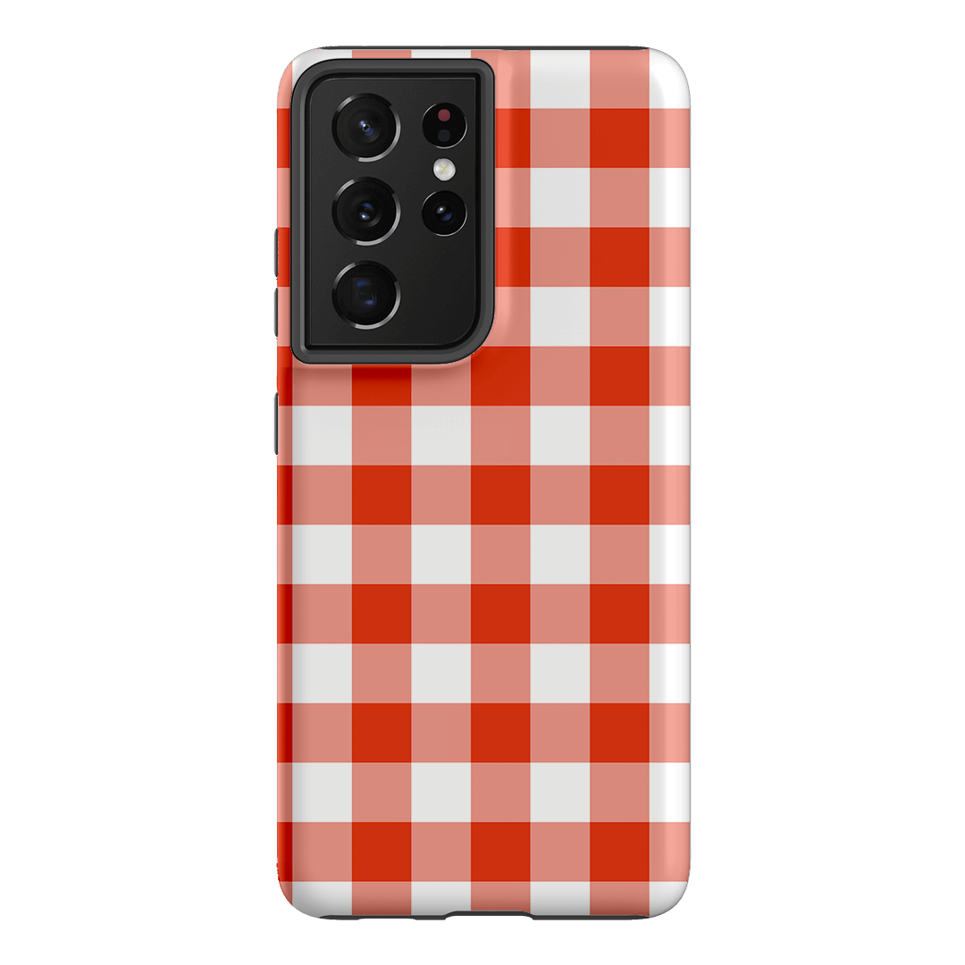 Gingham in Scarlet Matte Case Matte Phone Cases Samsung Galaxy S21 Ultra / Armoured by The Dairy - The Dairy
