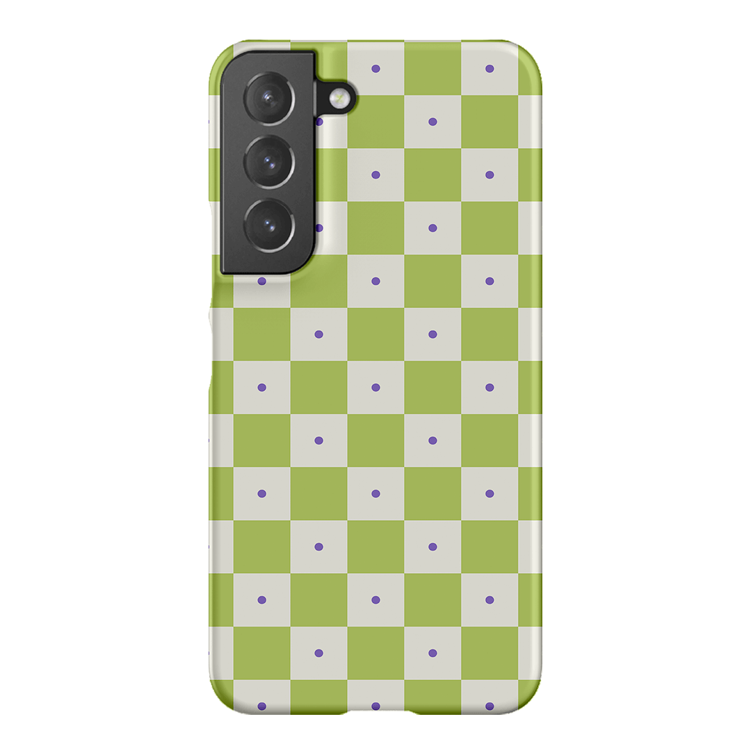 Checkers Lime with Lilac Matte Case Matte Phone Cases Samsung Galaxy S22 / Snap by The Dairy - The Dairy