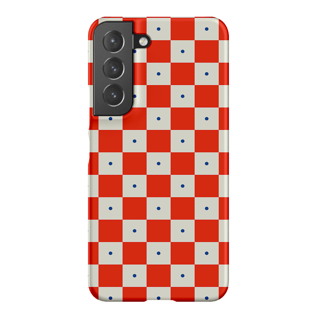 Checkers Scarlet with Cobalt Matte Case Matte Phone Cases Samsung Galaxy S22 / Snap by The Dairy - The Dairy