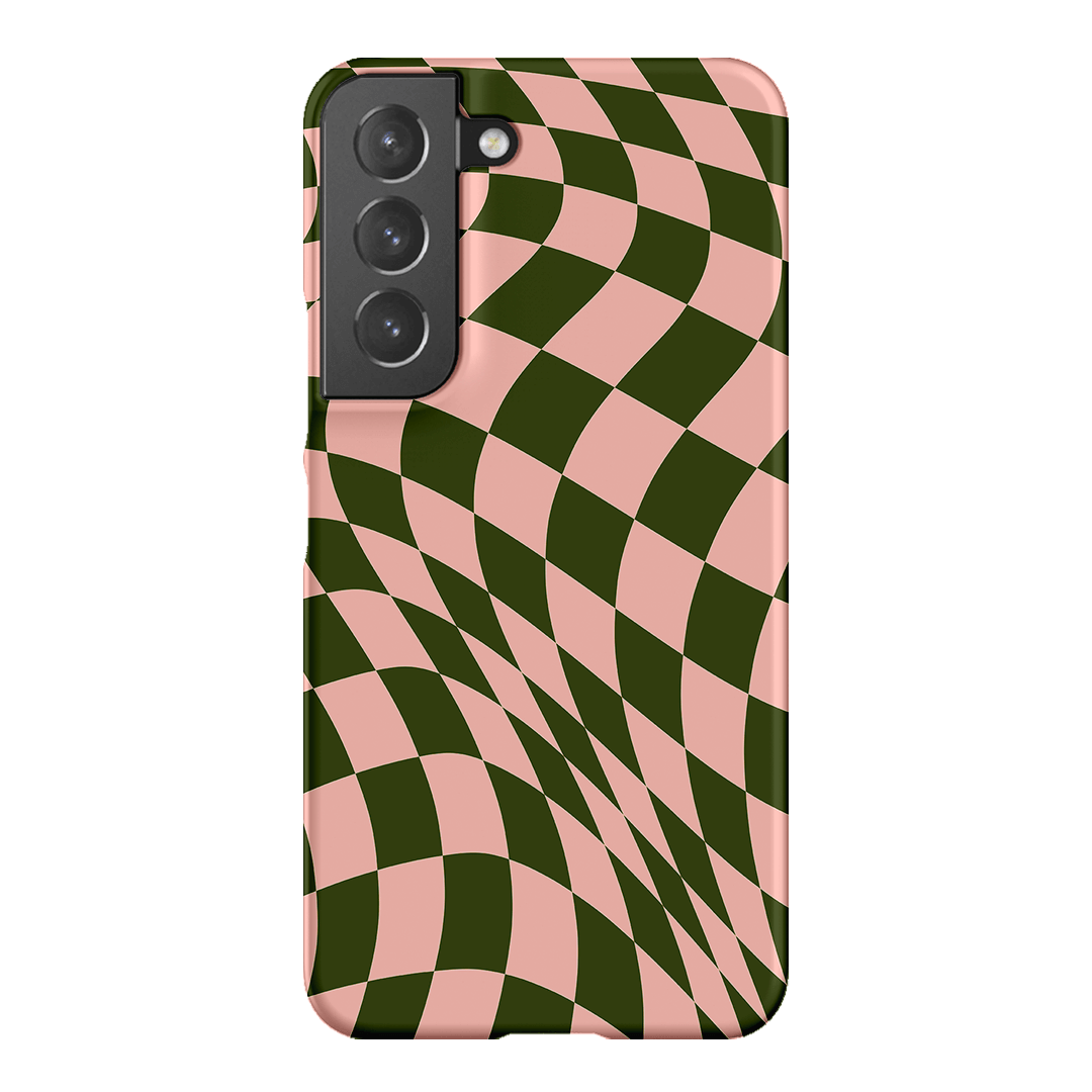 Wavy Check Forest on Blush Matte Case Matte Phone Cases Samsung Galaxy S22 / Snap by The Dairy - The Dairy