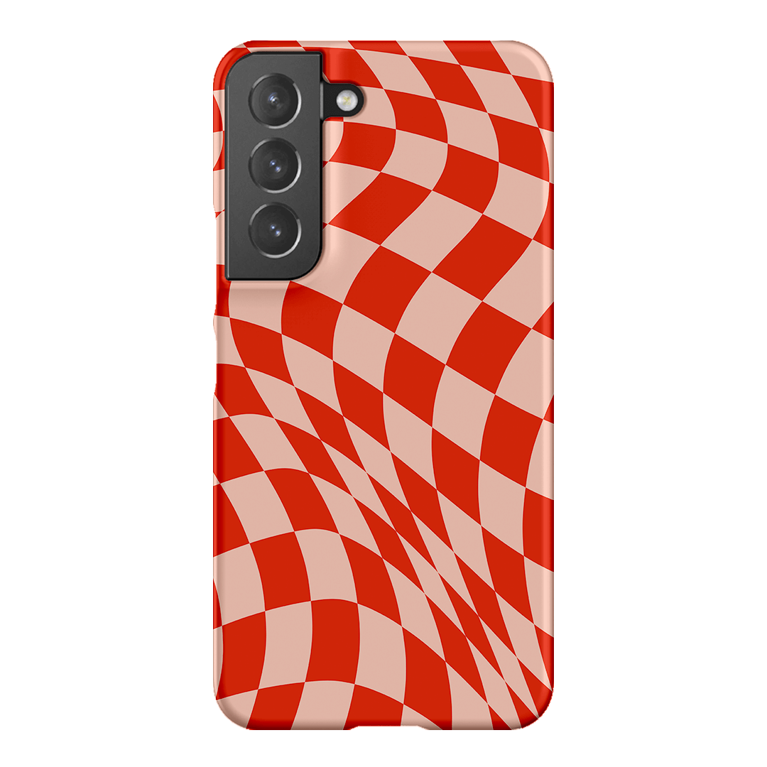 Wavy Check Scarlet on Blush Matte Case Matte Phone Cases Samsung Galaxy S22 / Snap by The Dairy - The Dairy