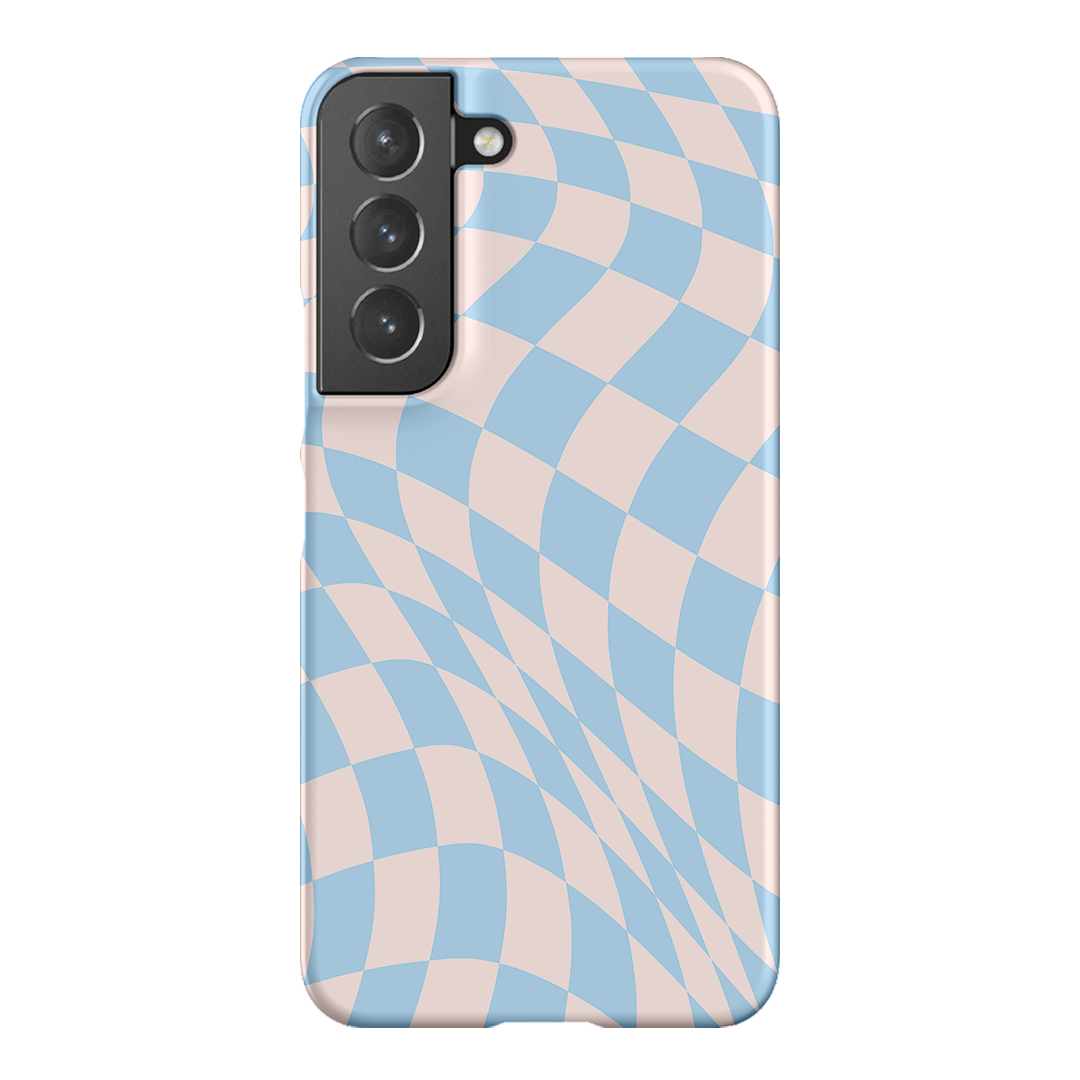 Wavy Check Sky on Light Blush Matte Phone Cases Samsung Galaxy S22 / Snap by The Dairy - The Dairy