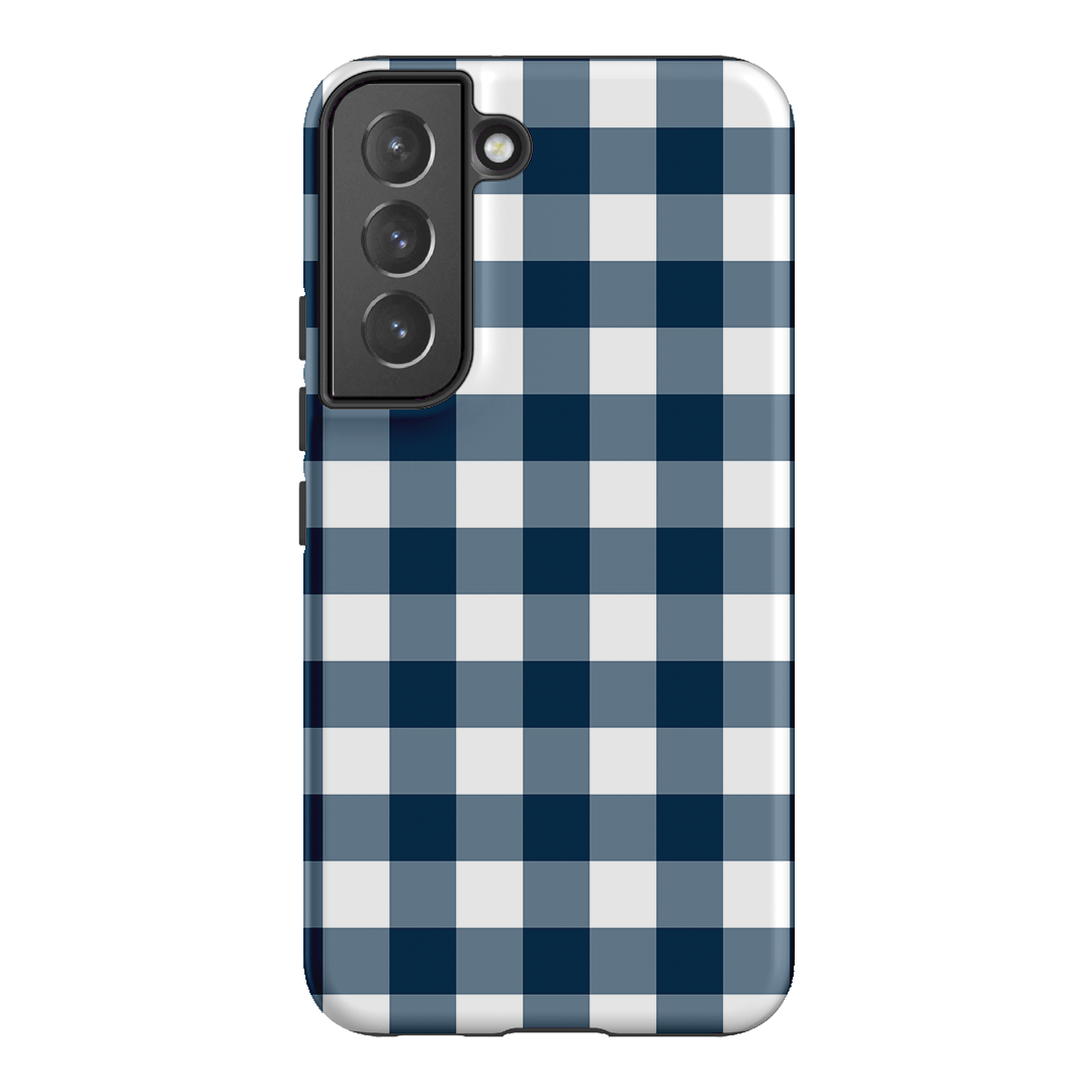 Gingham in Indigo Matte Case Matte Phone Cases Samsung Galaxy S22 / Armoured by The Dairy - The Dairy