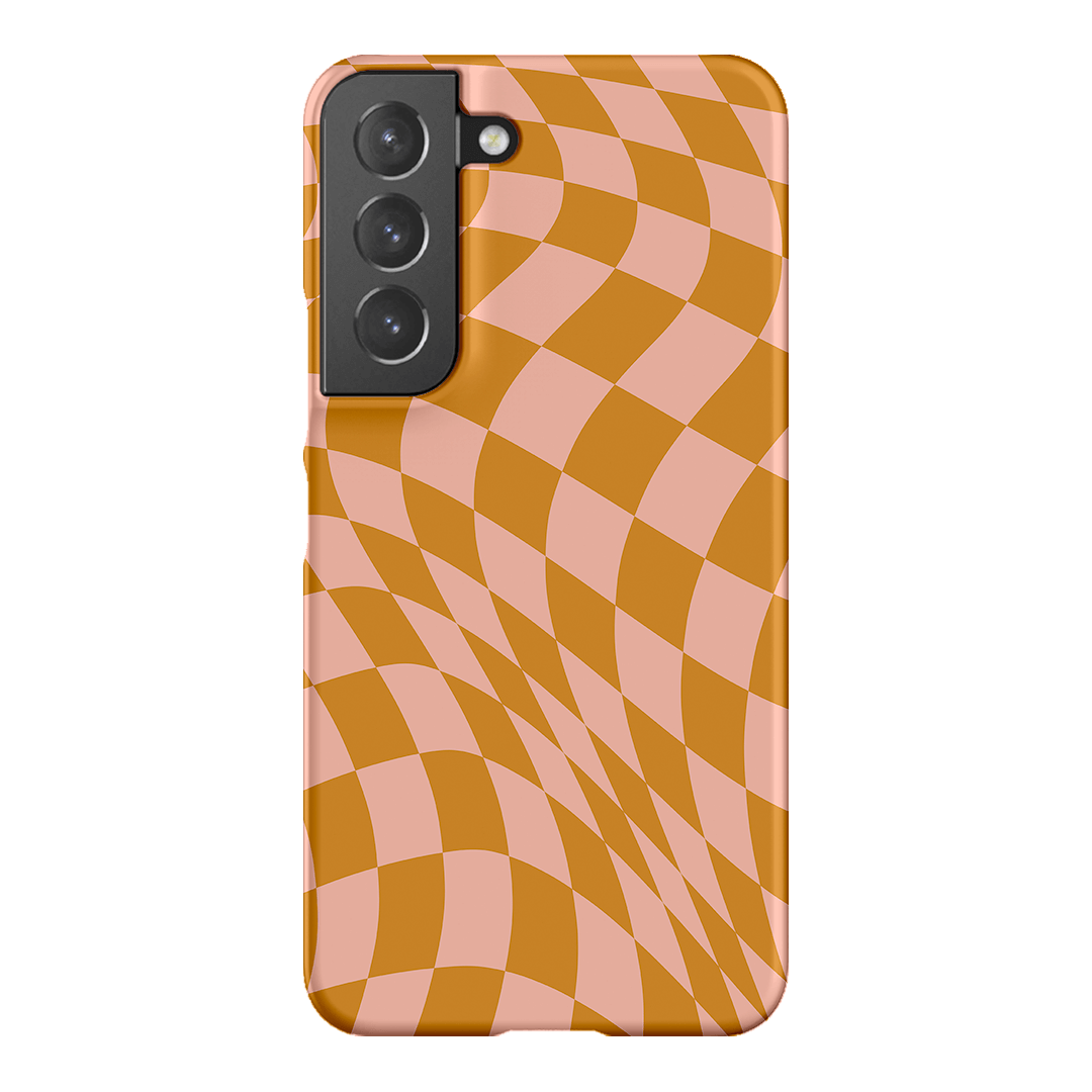 Wavy Check Orange on Blush Matte Case Matte Phone Cases Samsung Galaxy S22 Plus / Snap by The Dairy - The Dairy