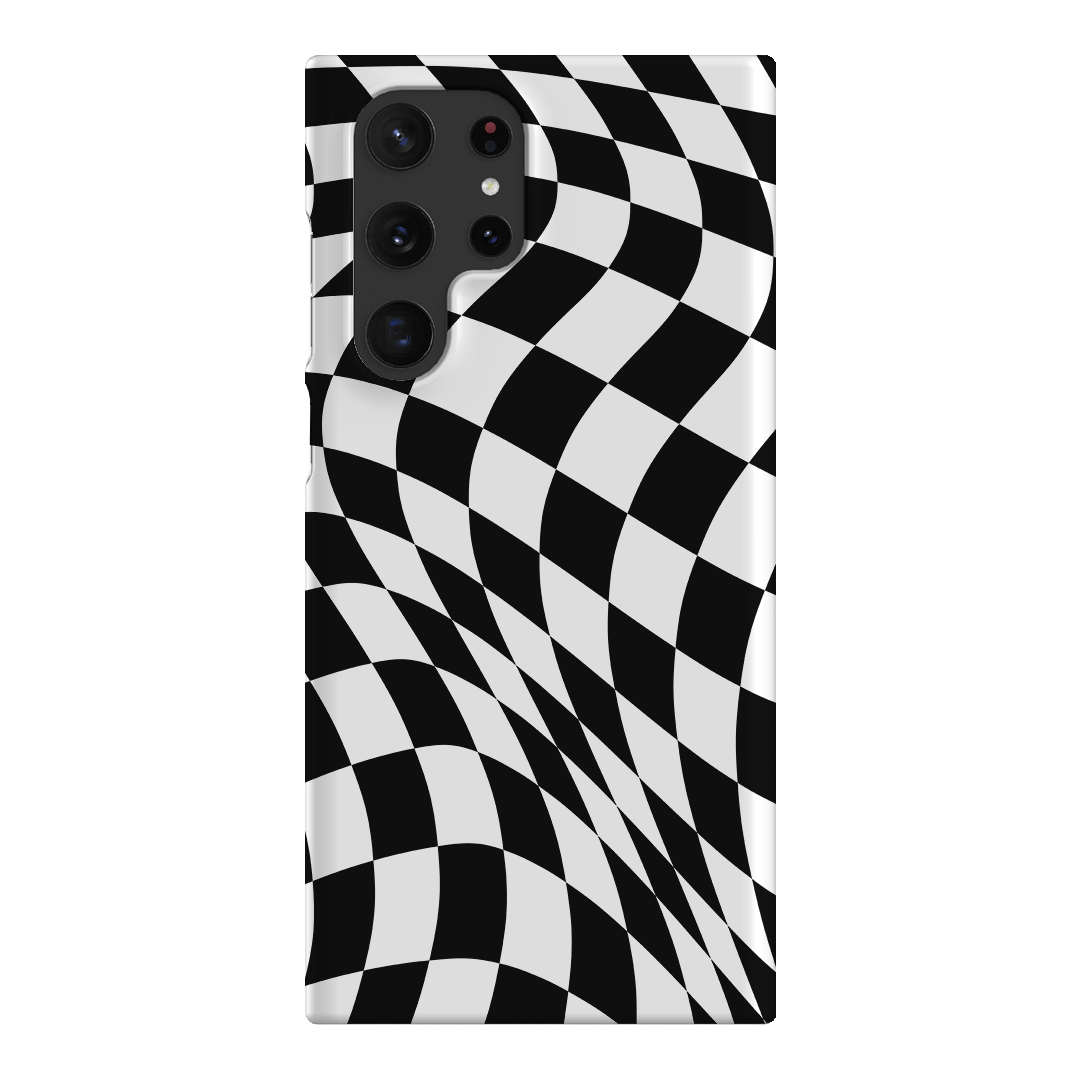Wavy Check Noir Matte Case Matte Phone Cases Samsung Galaxy S22 Ultra / Snap by The Dairy - The Dairy