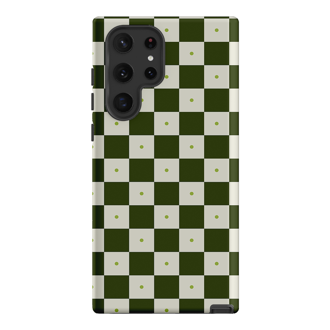Checkers Green Matte Case Matte Phone Cases Samsung Galaxy S22 Ultra / Armoured by The Dairy - The Dairy