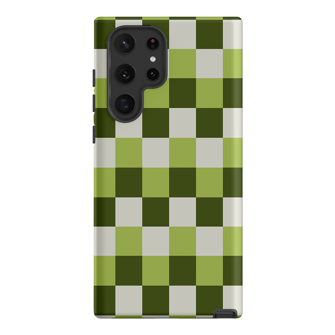 Checks in Green Matte Case Matte Phone Cases Samsung Galaxy S22 Ultra / Armoured by The Dairy - The Dairy