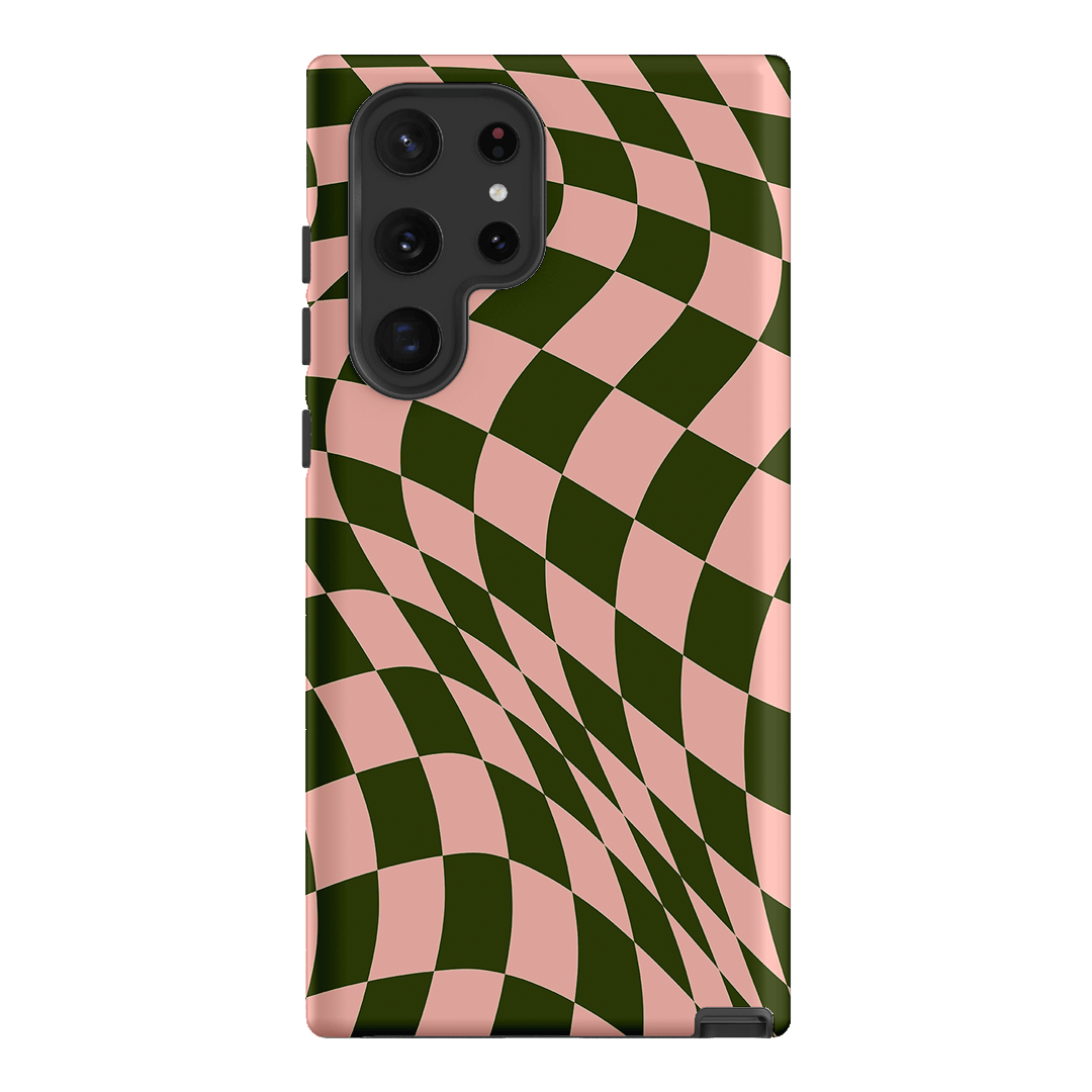 Wavy Check Forest on Blush Matte Case Matte Phone Cases Samsung Galaxy S22 Ultra / Armoured by The Dairy - The Dairy