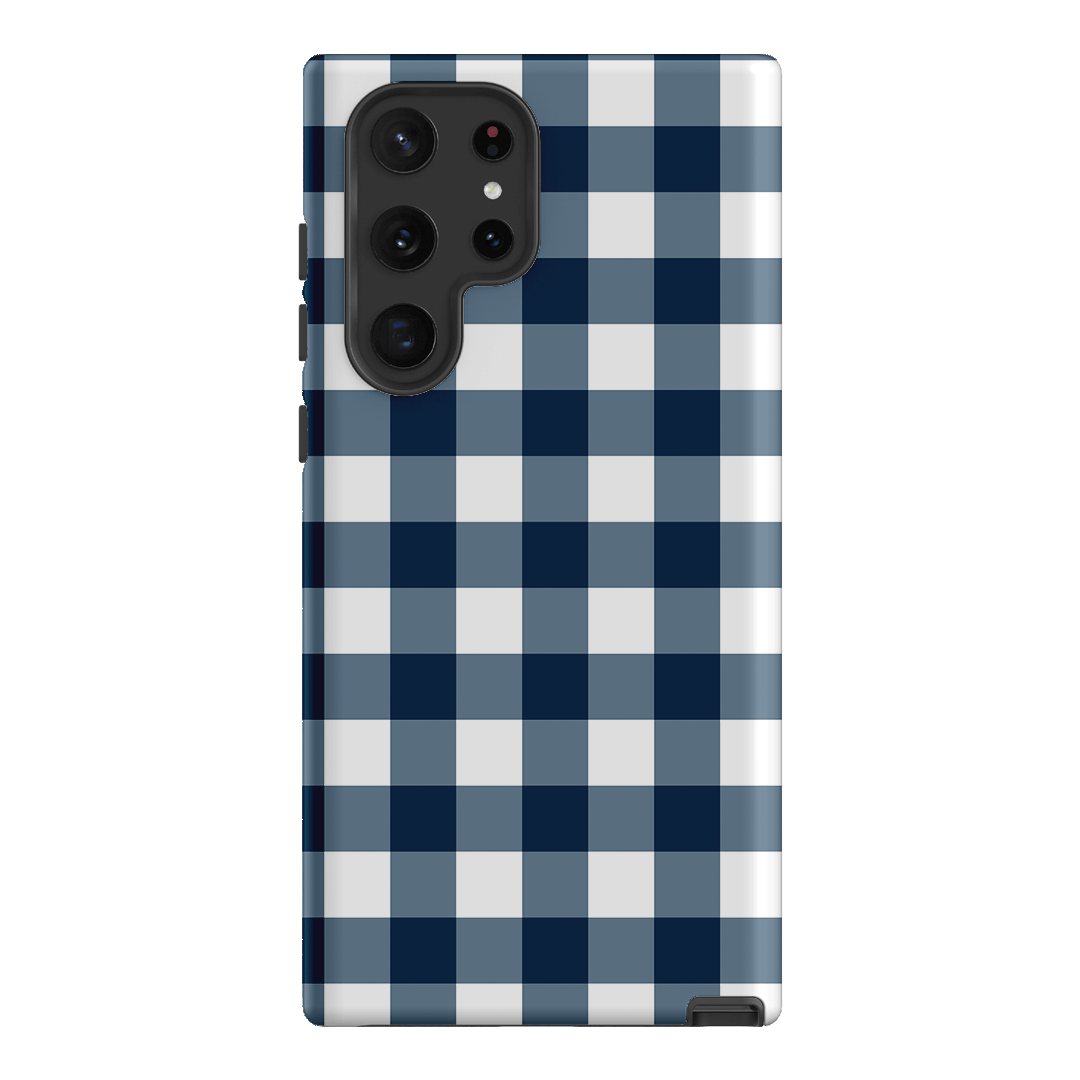 Gingham in Indigo Matte Case Matte Phone Cases Samsung Galaxy S22 Ultra / Armoured by The Dairy - The Dairy
