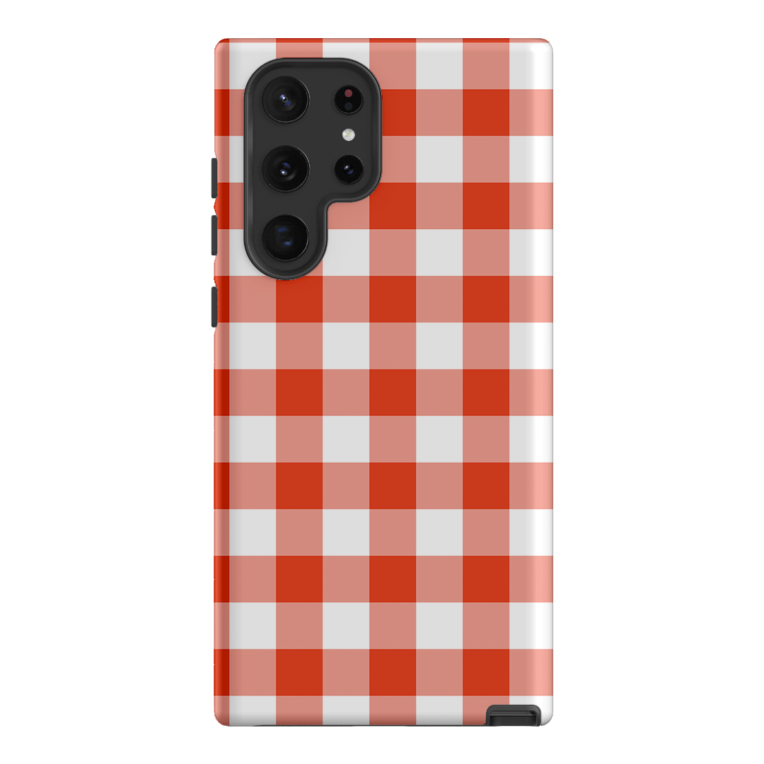 Gingham in Scarlet Matte Case Matte Phone Cases Samsung Galaxy S22 Ultra / Armoured by The Dairy - The Dairy