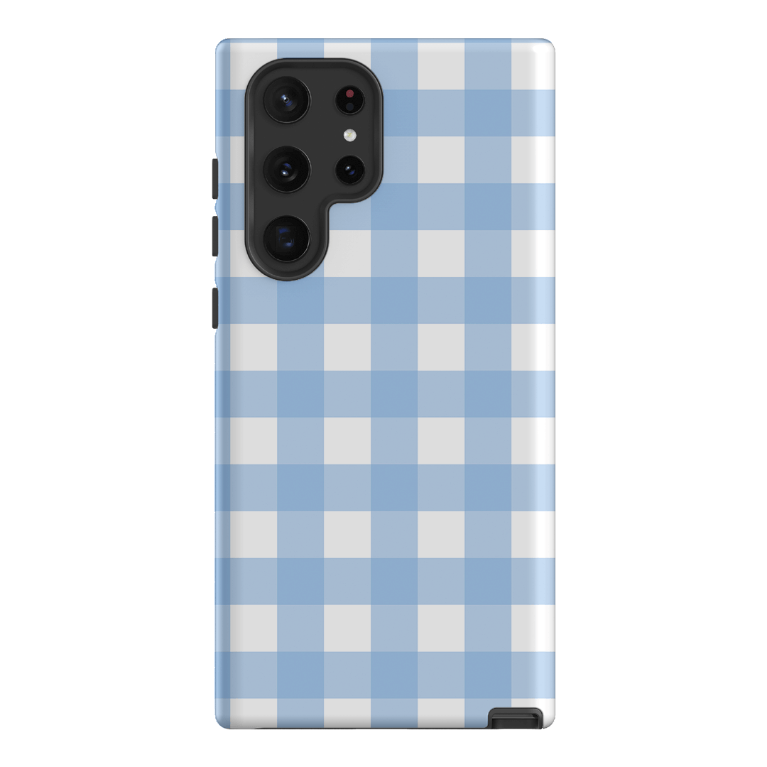 Gingham in Sky Matte Case Matte Phone Cases Samsung Galaxy S22 Ultra / Armoured by The Dairy - The Dairy